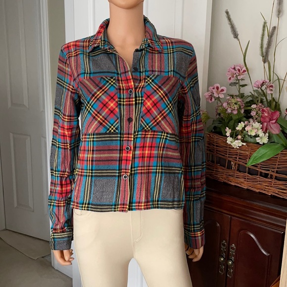 Topshop plaid button down cotton shirt - Picture 2 of 11